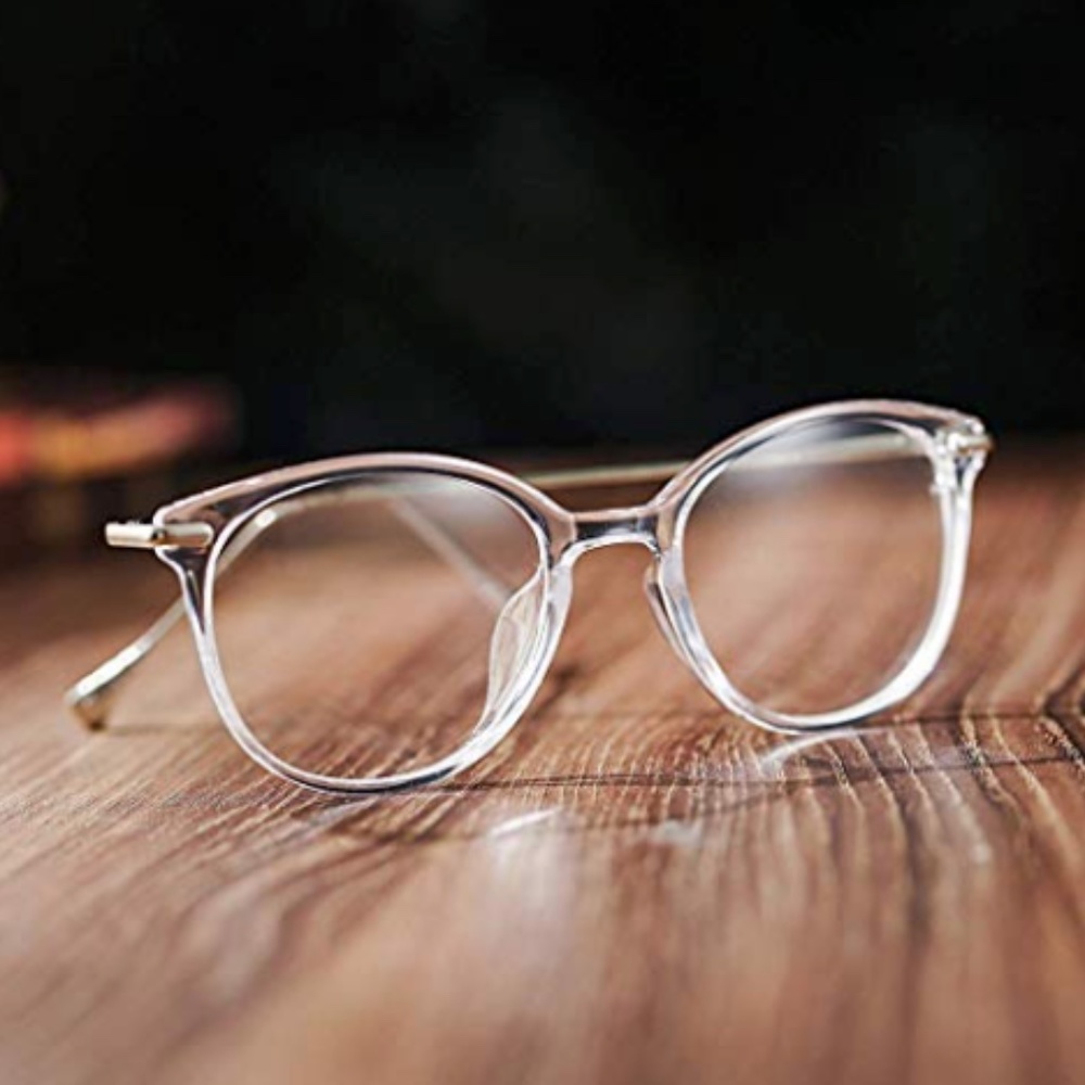 Round Transparent/Silver Clear Eyeglasses